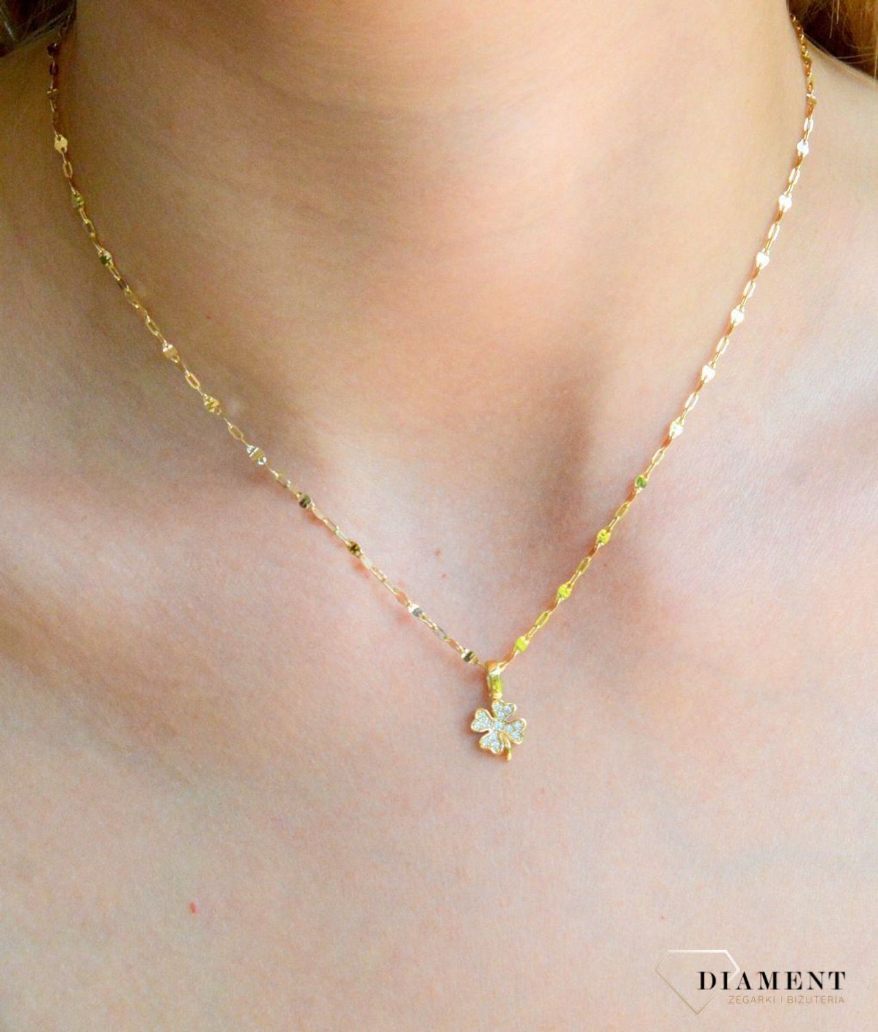 Złota zawieszka 585 Koniczynka ZA 7615 585.jpg